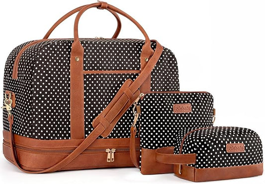 Weekender Bag for Women Canvas Overnight Bag Large Travel Tote Bag Carry on Shoulder Duffle Bag With Shoe Compartment,Perfect for Travel/Daily Use/Birthday Gift …