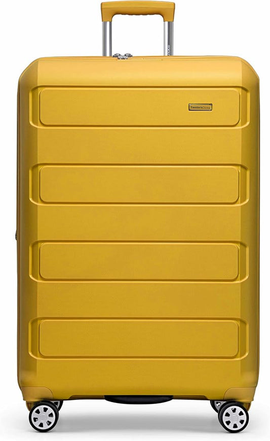 Traveler's Choice Pagosa Indestructible Hardshell Expandable Spinner Luggage, Yellow, 30-Inch Large