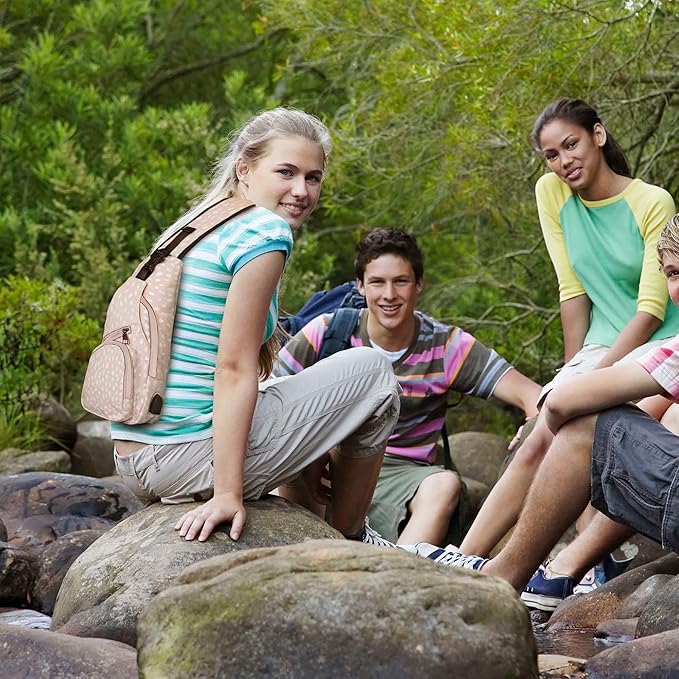 Anti-Theft Daypack Crossbody Sling Backpack, USB Charging Connector Port, Lightweight Day Pack for Travel, Hiking, Everyday, Regular, Vintage Fawn