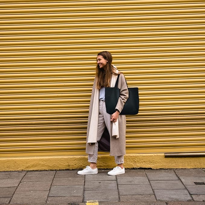 Koolmox Black Canvas Tote Bag with Zipper, 6-Pack 17x14x3.9'' 12Oz Thick Canvas Bag with Handles and Flat Bottom, Women Men Grocery Shopping Bags Cotton Totes Sublimation Totes to Customize