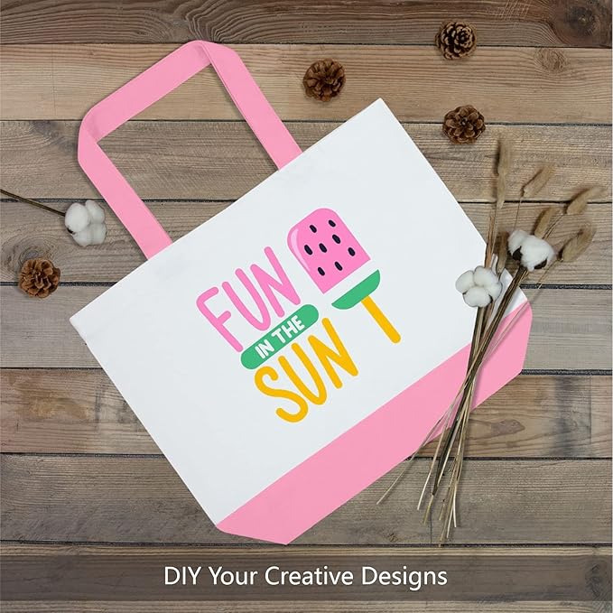 TOPDesign 1-Pack Super Strong Large 12oz Cotton Canvas Tote Bag, Reusable Grocery Shopping Cloth Bag, Fashionable Two-Tone Tote for Crafts, DIY Your Creative Designs