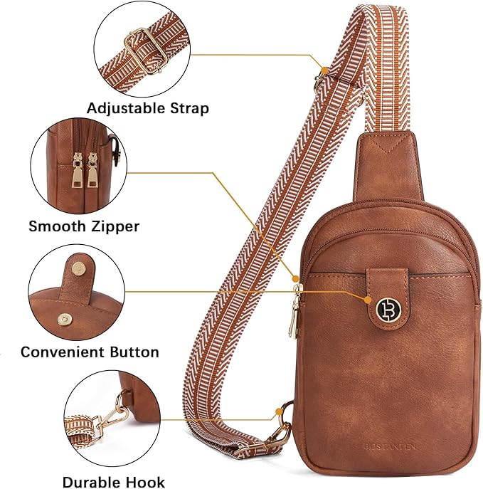 BOSTANTEN Small Sling Bag Crossbody Bags for Women Trendy Crossbody Purse Leather Chest Bag