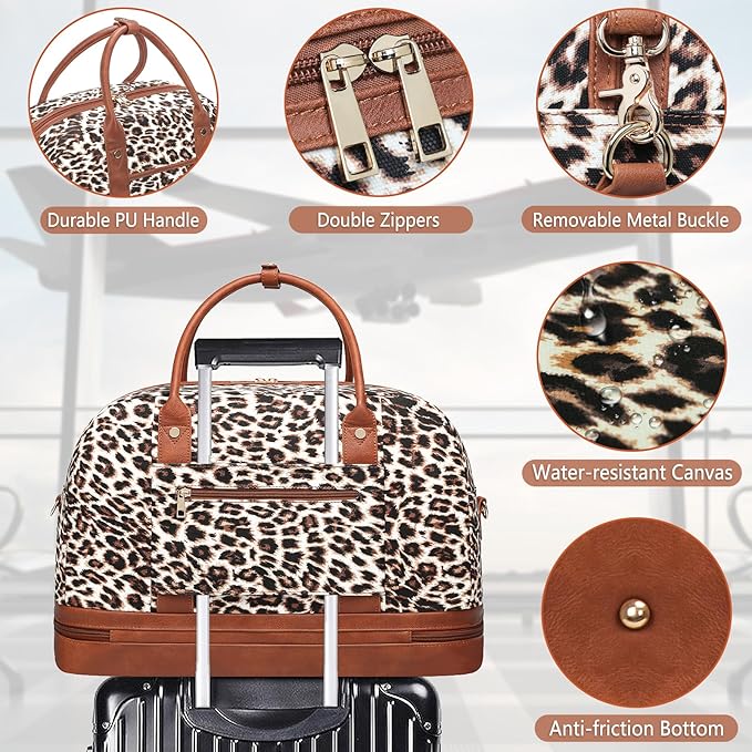 Weekender Bag for Women Canvas Overnight Bag Large Travel Tote Bag Carry on Shoulder Duffle Bag With Shoe Compartment,Perfect for Travel/Daily Use/Birthday Gift …