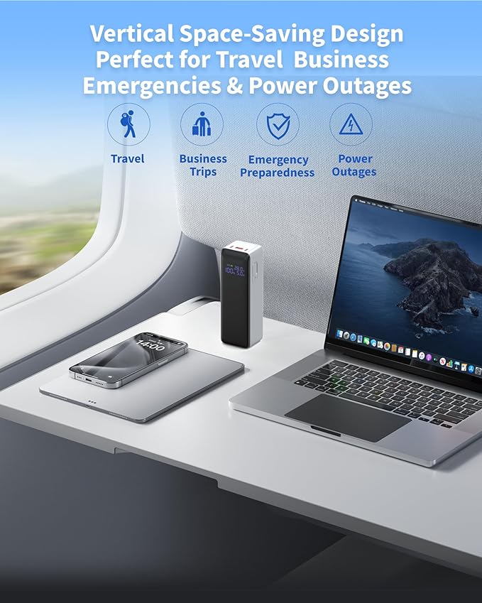 140W Power Bank,40,000mAh 3 USB-C-Port Laptop Portable Charger(148Wh), Digital Display,PD3.1 Fast Charging External Battery Pack Compatible with PC/iPhone 16/15/14/14 Series and More