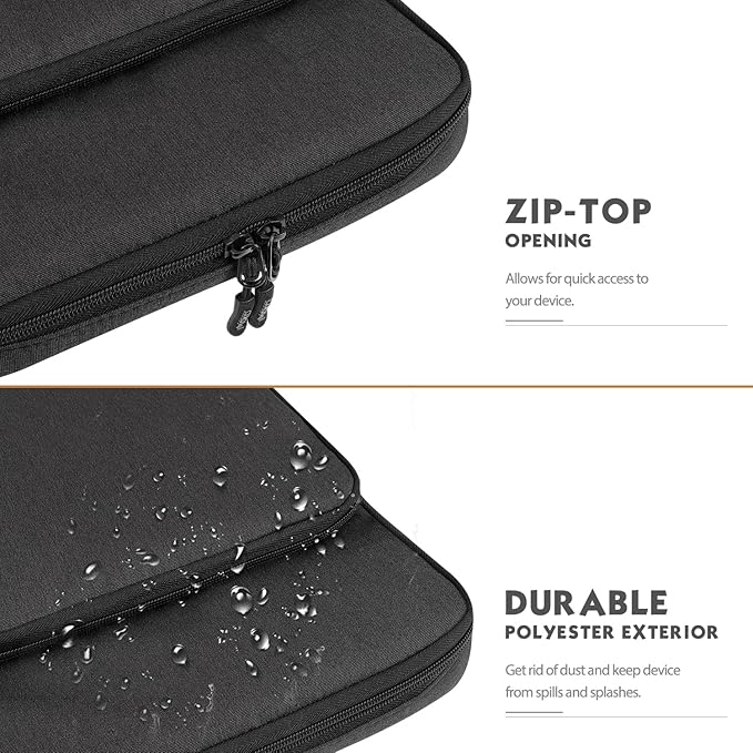 MoKo 12.9 Inch Tablet Sleeve Bag Carrying Case with Pockets Fits 13 Inch New iPad Pro M4 & Air M2 2024, iPad Pro 12.9 M2&M1, Surface Laptop Go 12.4", Galaxy Tab S8+/S9+ 12.4", Black & Gray