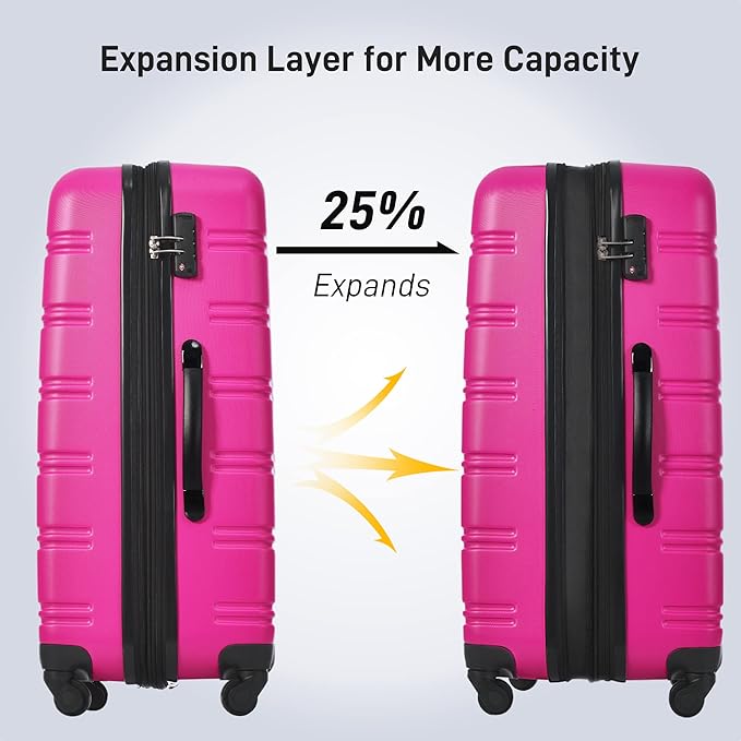 Merax Luggage sets of 13 Piece 16 20 20 28 IN Carry on Luggage Hard Case Pink Luggage Expandable Checked Luggage Suitcase Set with Wheels