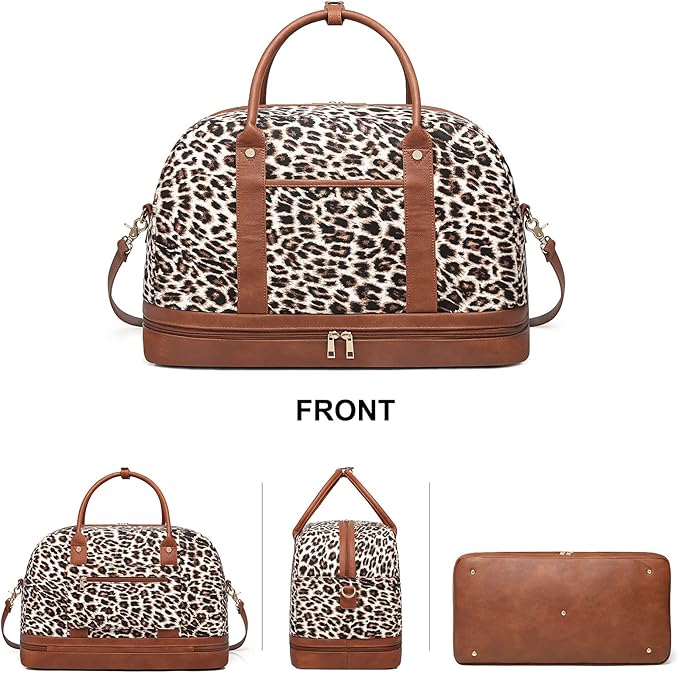 Weekender Bag for Women Canvas Overnight Bag Large Travel Tote Bag Carry on Shoulder Duffle Bag With Shoe Compartment,Perfect for Travel/Daily Use/Birthday Gift …