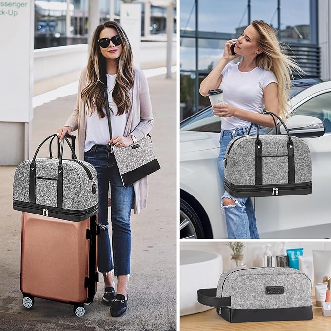 Weekender Bag for Women Canvas Overnight Bag Large Travel Tote Bag Carry on Shoulder Duffle Bag With Shoe Compartment,Perfect for Travel/Daily Use/Birthday Gift …