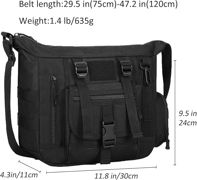ArcEnCiel Tactical Messenger Bag Men MOLLE Sling Shoulder Pack with Patch