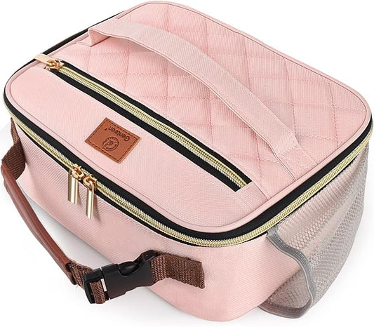 Genteen Lunch Box for Women Adults Girls - Insulated LunchBox Reusable, Zip Closure & Buckle Handle, Portable Cooler for Work, School, Travel (Pink)