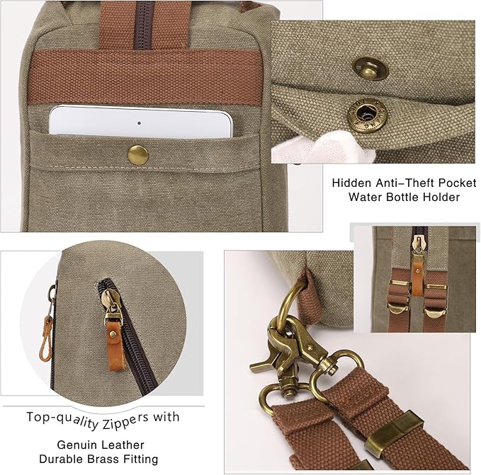 KL928 Canvas Sling Bag crossbody Bags Small Backpack Pack Travel Purse convertible purses for Women Men