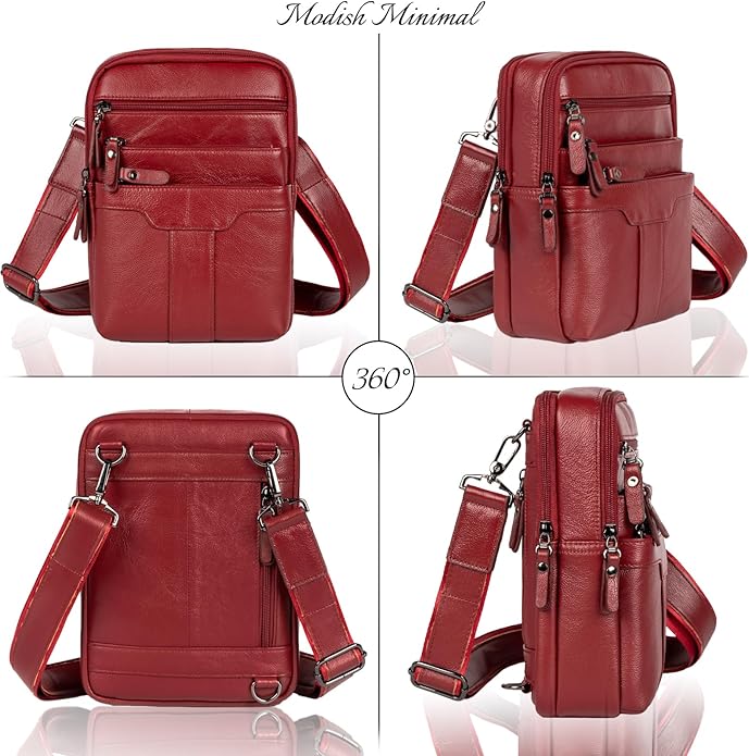 Leather Messenger Bag for Men, Small Leather Sling Shoulder Bag Messenger Pack for Men, Man Purse