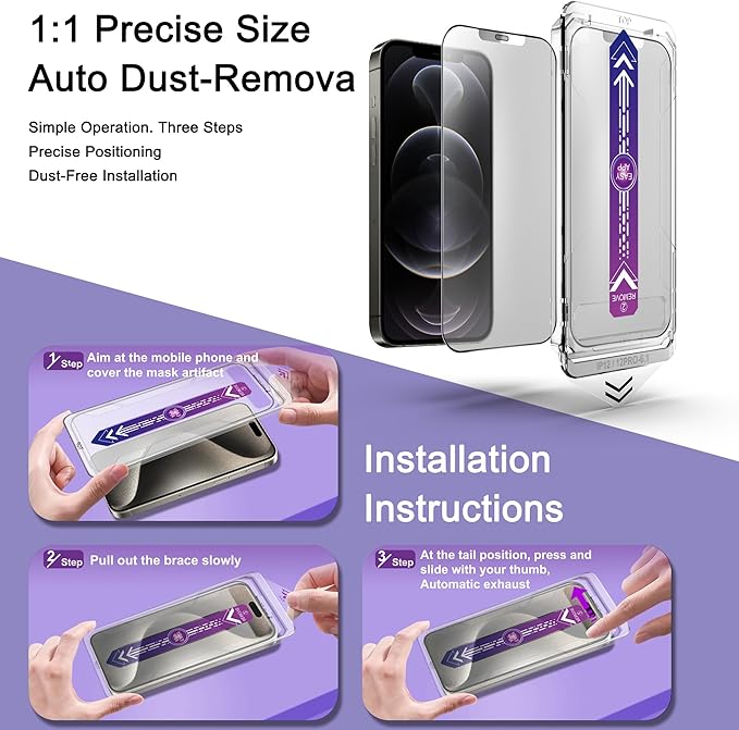 CHISHA 2-Pack Matte Screen Protector for iPhone 12 and iPhone 12 Pro 6.1-Inch, Auto Dust Removal, No Bubbles, High Definition Clear, Easy Installation