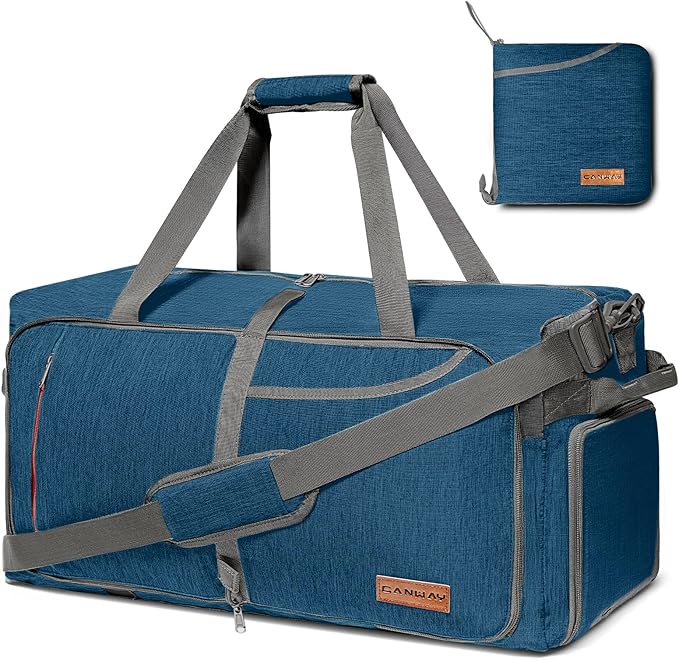 Canway 115L Travel Duffel Bag, Foldable Weekender Bag with Shoes Compartment for Men Women Water-proof & Tear Resistant