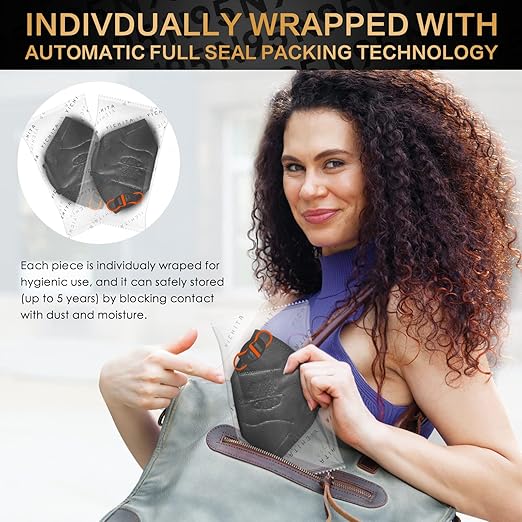 N95 Mask NIOSH Approved 100-Pack, Particulate Respirator N95 Face Masks Universal Fit - Individually Wrapped, Black