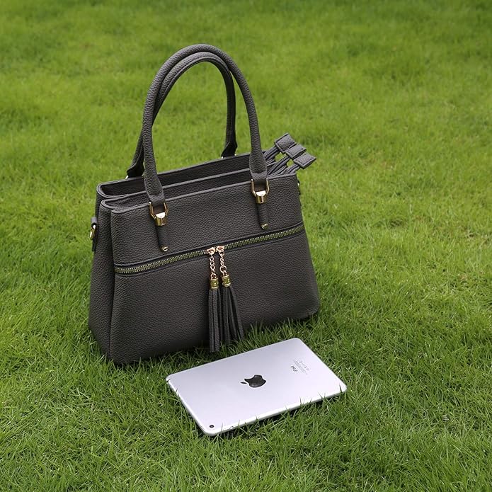 KKXIU Women Satchel Bags Handle Shoulder Handbags and Purses Pockets Zipper Leather Crossbody Bags