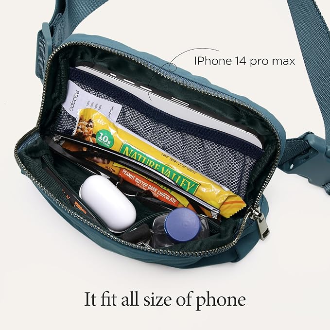 ODODOS Unisex Mini Belt Bag with Adjustable Strap Small Fanny Pack for Workout Running Traveling Hiking, Blue