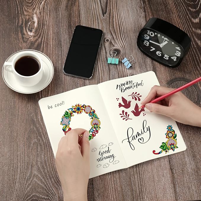 12 Pack Flower Design Blank Notebook Journals Bulk for Traveler, Student and Office, Plain Composition Subject Sketchbook Notebooks with Unlined Paper, 80GSM, 30 Sheets,5.5x 8.3 inch, A5 Size