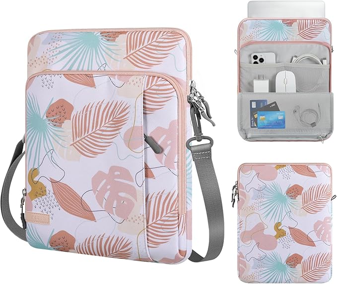 MoKo Laptop Sleeve Bag for 13.3-14 Inch, Notebook Carrying Case with Pocket Fits New MacBook Pro M3/M2 14" /13" M2/M1 Pro/M1 Max 14.2 2023-2021/Air 13.6" M2 2022, Surface Pro 9/8 13", Tropical Leaf