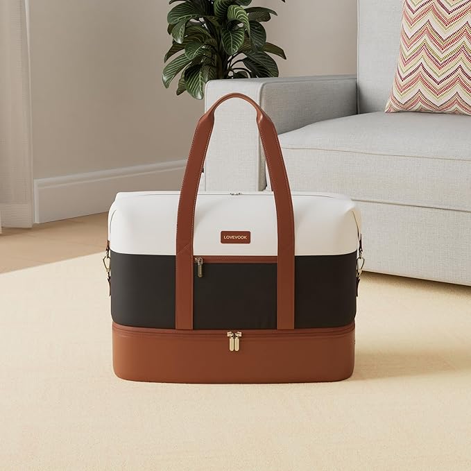LOVEVOOK Weekender Bag, Large Travel Duffel Bag for Women with 2 Packing Cubes, Carry on Overnight Bag with Shoe Compartment, Mom Hospital Bags for Labor and Delivery