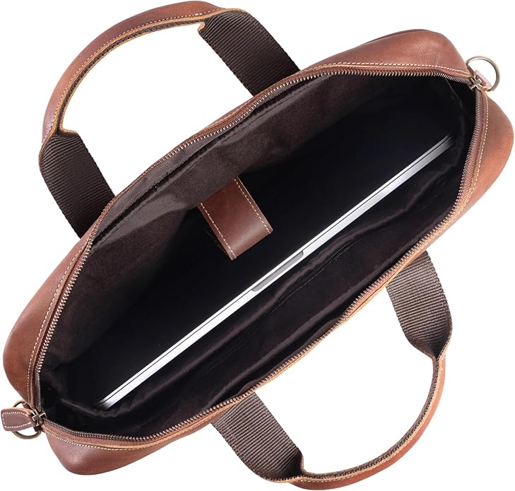 KomalC 16 Inch Leather briefcases Laptop Messenger Bags for Men and Women Best Office Satchel Bag
