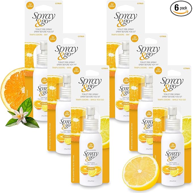 Citra Solv Air Scense Spray & Go Toilet Spray - Citrus, 2-Ounce Bottles (6 Pack).