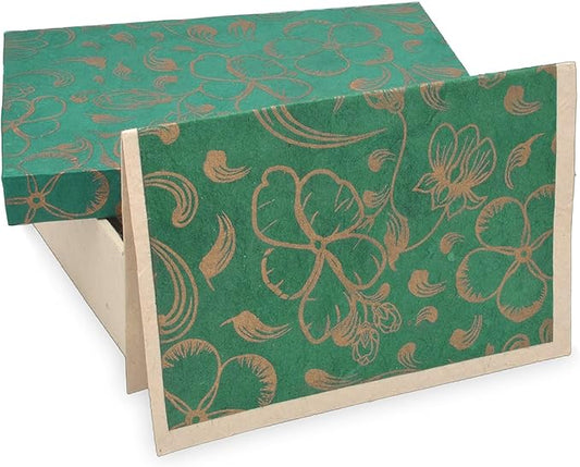 Kathmandu Valley Co. Nepali Cherish Greeting Card & Envelope Box Set with Handmade Lokta Paper from Nepal, 15 Cards (Rainforest)