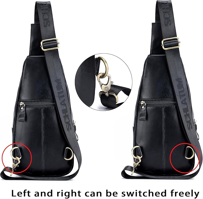 LUKZIJAES Genuine Leather Sling Bag for Men