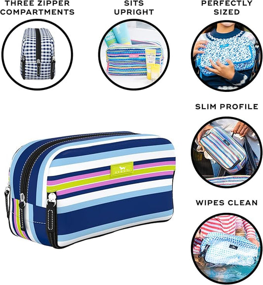 SCOUT 3-Way Toiletry Bag - Travel Makeup Pouch for Women with Three Zipper Compartments - Stands Upright, Wipes Clean