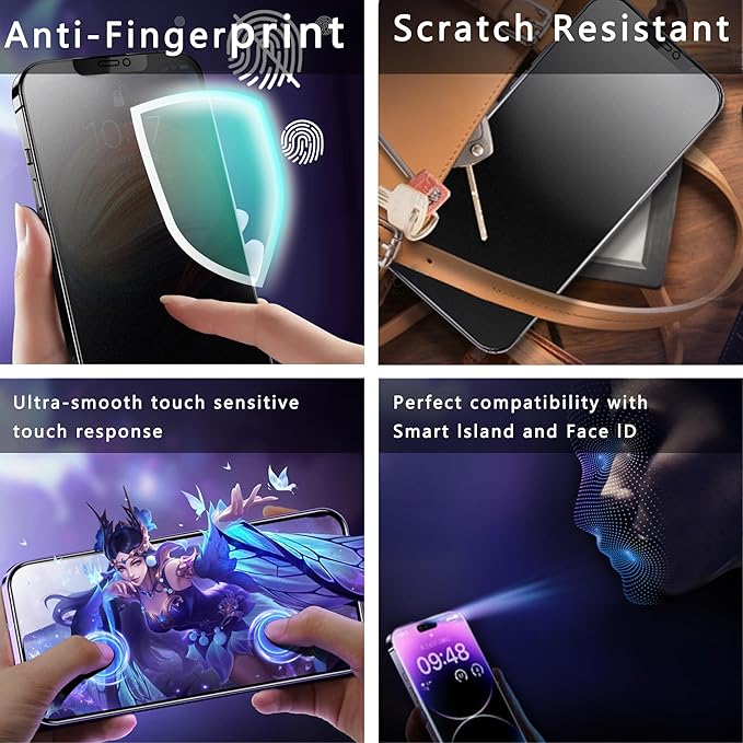 CHISHA 2-Pack Matte Privacy Screen Protector for iPhone 12 Pro Max 6.7-Inch, Auto Dust Removal, No Bubbles,Anti-Spy Tempered Glass Film, Easy Installation