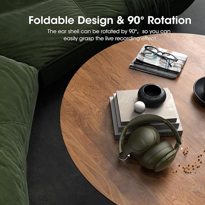 DOQAUS Upgrade Bluetooth Headphones Over Ear, 90H Playtime BT 5.3 Wireless Headphone EQ Modes, Built-in HD Mic, HiFi Stereo Sound, Deep Bass, Memory Foam Cups for Phone/PC&Travel/Gym/Workout