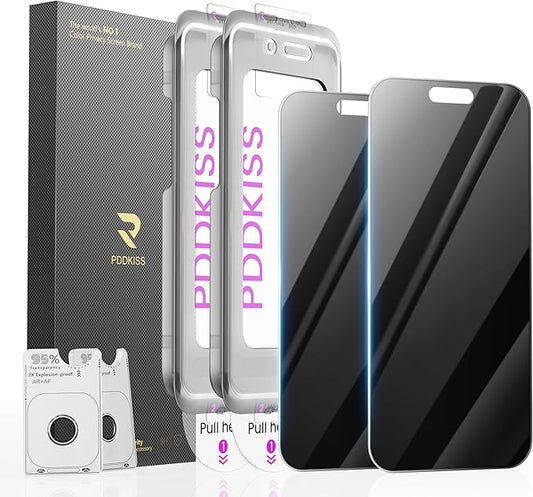 2 Pack Privacy Screen Protector for iPhone 17 Air Tempered Glass 6.5 Inch + 2 Pack Lens Protector Anti-Spy Anti-Glare HD Easy Installation