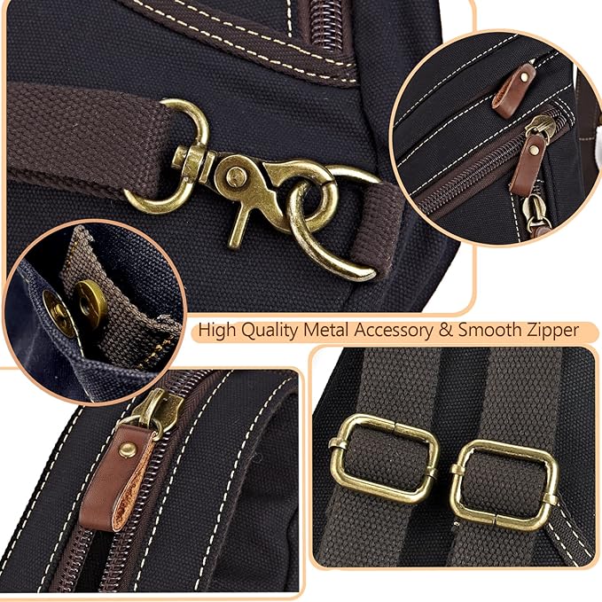 Canvas Sling Bag Convertible Crossbody Chest Bag Shoulder Backpack Daypack for Men Women Outdoor Cycling Travel