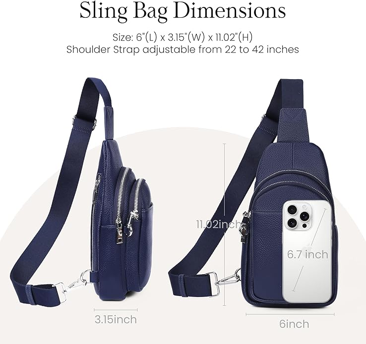 befen Genuine Leather Small Sling Bag for Women Anti-Theft Crossbody Chest Bags Fanny Packs for Travel with RFID Card Slots