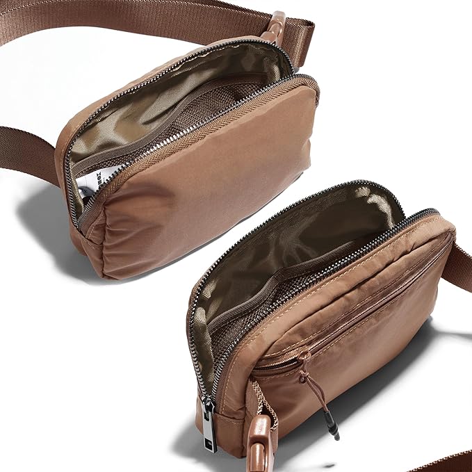 ODODOS Unisex Mini Belt Bag with Adjustable Strap Small Fanny Pack for Workout Running Traveling Hiking, Brown