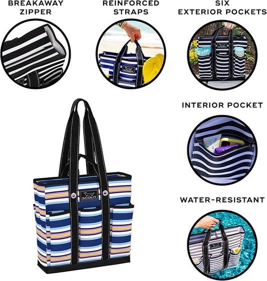 SCOUT Rocket Pocket Tote - Multi-Pocket Travel, Nurse, Teacher, Mom Tote, 7 Pockets Total, Two Sets of Straps, Folds Flat