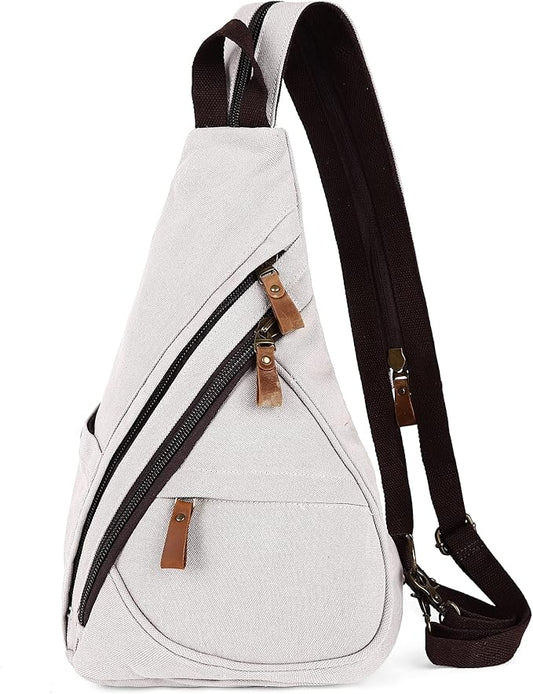 HuxFam Canvas Sling Bag for Women Sling Backpack Crossbody Shoulder Bags Convertible Purse Casual Daypack Travel Hiking Cycling