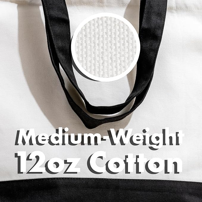 Carrywell |Not Made in China| 6 Pack Cotton Tote Bags, Reusable Grocery Shopping Bag, Durable 13oz Organic Cloth w/Handles