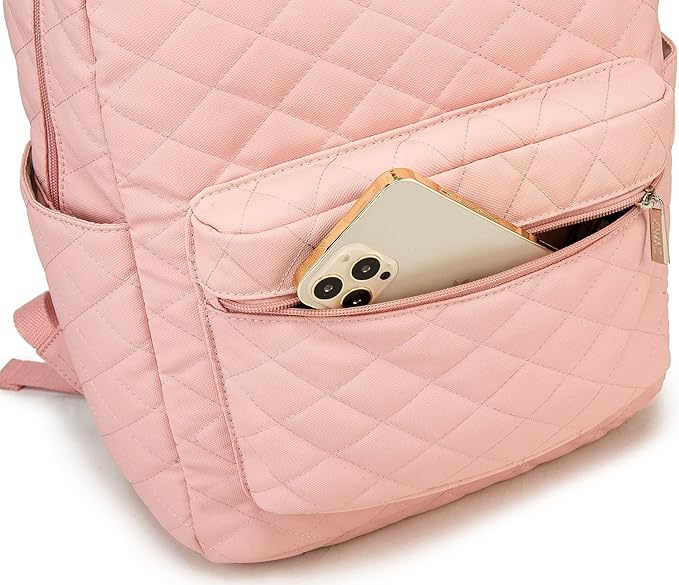 Kinmac Laptop Backpack with Massage Cushion Straps and USB Charging Port for Laptop Up to 15.6 Inch Men Women Travel Outdoor Backpack (Pink)