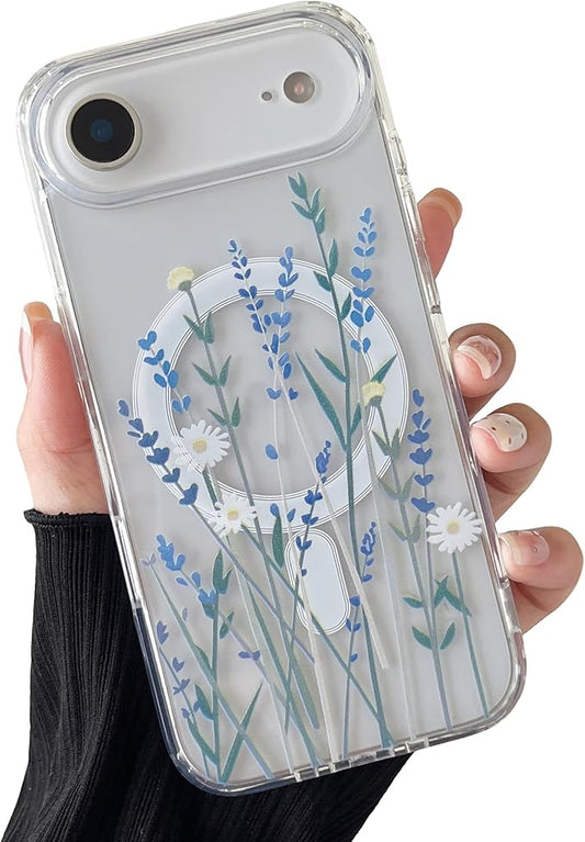 ZTOFERA for iPhone Air Magnetic Case Compatible with Magsafe,Aesthetic Floral Pattern Design Cute for Girl Women,Anti-Drop Protective Hard Phone Cover for iPhone Air-Lavender