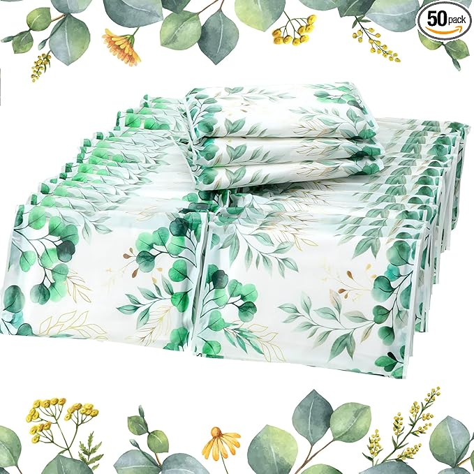 Geyee 50 Packs Facial Tissue Travel Packs Disposable Pocket Tissues for Wedding Guest Travel School Purse Home Supplies, 500 Sheets 3 Ply(Eucalyptus Leaf)