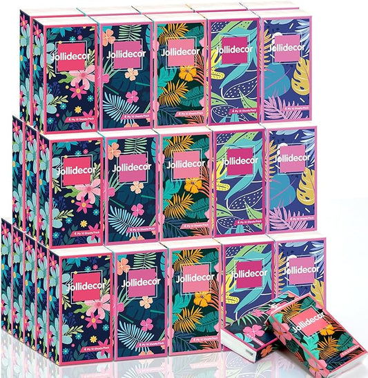 Jollidecor 50 Packs Soft Portable Tissues 4 Ply Pocket Facial Tissues Bulk 500 Sheets Travel Size Tissues Individual Strong and Absorbent Flower Style Tissue for Home Bag Pocket Car Wedding Gifts