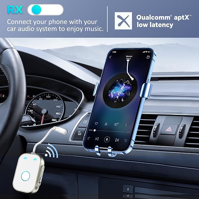 Bluetooth Transmitter Receiver, 2-in1 Bluetooth Adapter for Airplane, 5.3 Transmitter for TVs, Gym Equipment, Cars,Use with 3.5mm Jack and RCA Cable