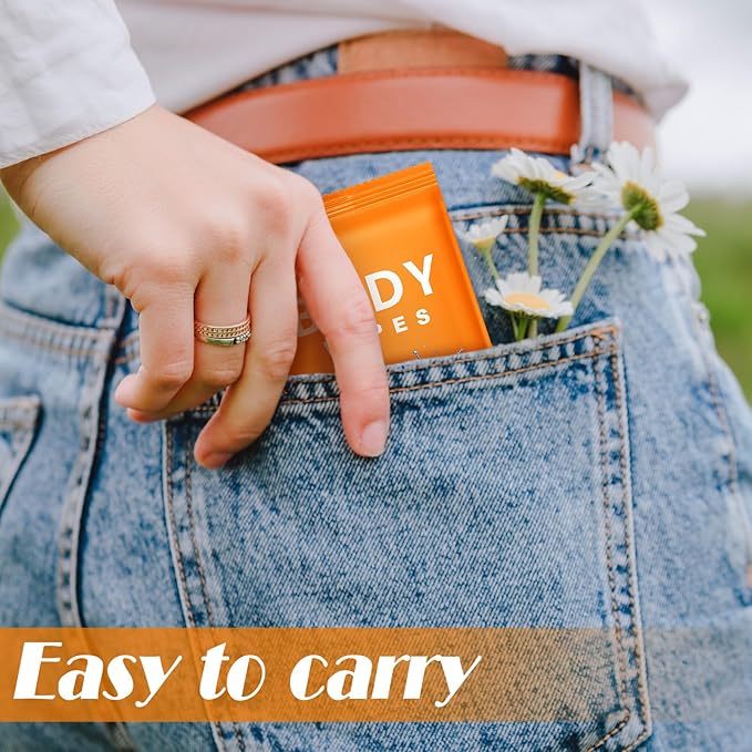 Treela 300 Pcs Bulk Deodorant Large Body Wipes Individually Wrapped Wet Wipes Travel Size for Adults Shower for Homeless Supplies Hygiene Personal Cleansing for Hiking Gym(7.09" X 9.84",Orange)