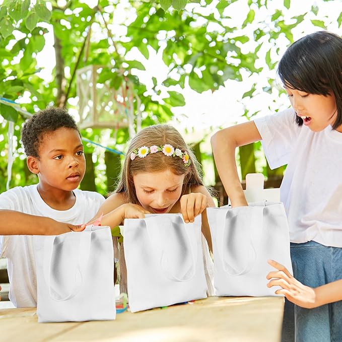 Amylove Mini Tote Bag Sublimation Blank Canvas Tote Bags Reusable Grocery Bags DIY Sack Goody Bag for Party Event Bag(8.5 x 8 Inch,White,72 Pcs)