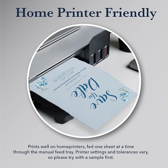 Wanderings A5 Handmade Deckled Edge Cotton Paper - Cold Pressed Texture - Paint, Watercolor, Writing, Printer - Cards, Invitations, Menus, Arts and Crafts. 50 Pack Blue150gsm - 5.8" x 8.3"