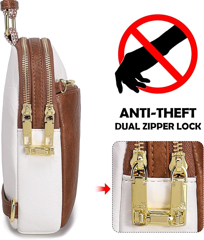 INICAT RFID Blocking Sling Bag Leather Crossbody Bags for Women Fanny Pack Cross Body for Woman Chest Bag for Travel 1.9L