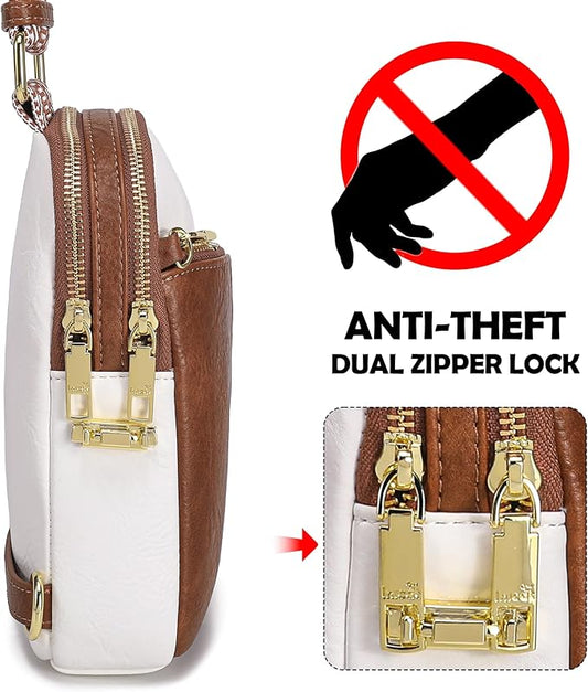 INICAT RFID Blocking Sling Bag Leather Crossbody Bags for Women Fanny Pack Cross Body for Woman Chest Bag for Travel 1.9L