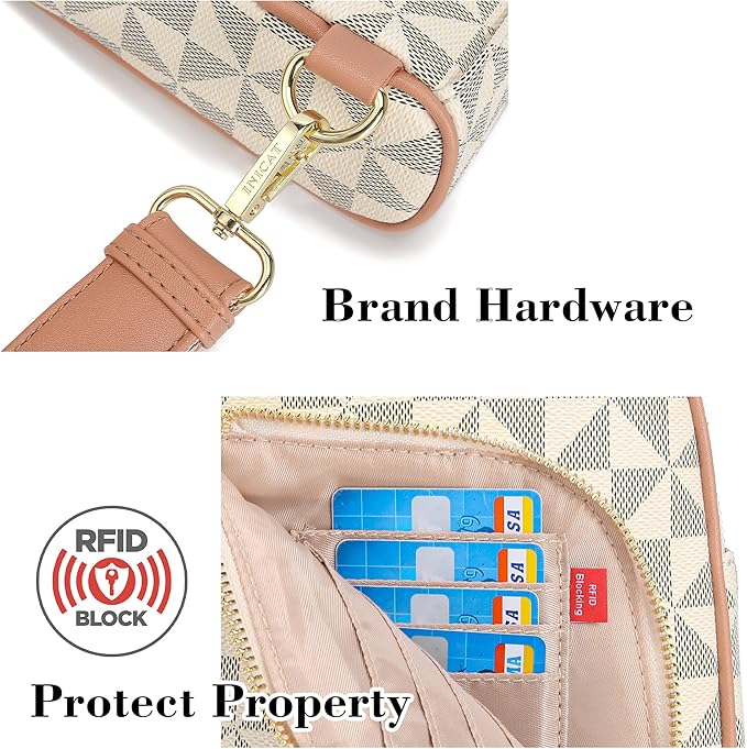 INICAT RFID Blocking Sling Bag Leather Crossbody Bags for Women Fanny Pack Cross Body for Woman Chest Bag for Travel 1.9L