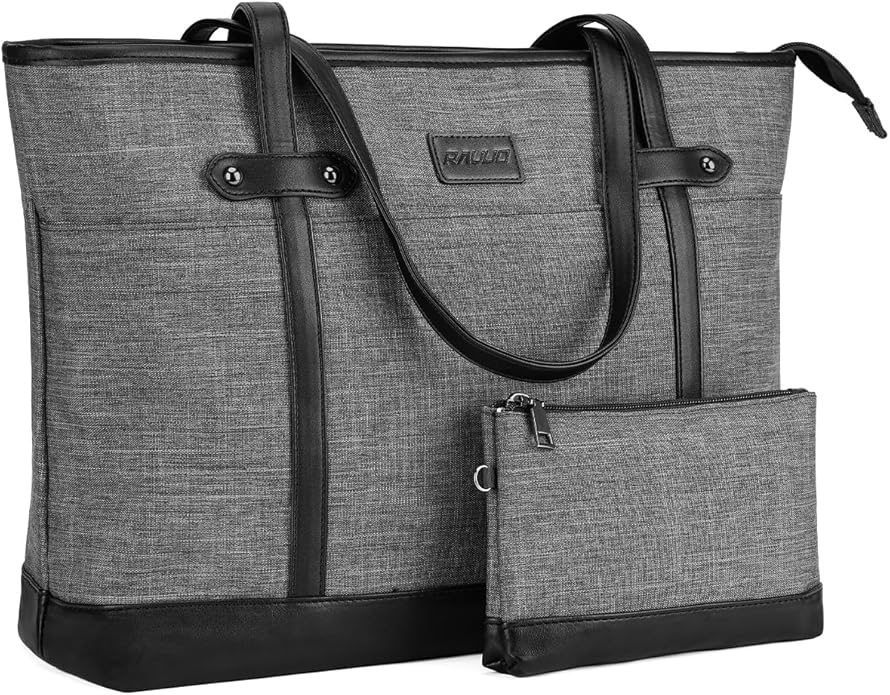 RAVUO Laptop Tote Bag for Women, Water Resistant 15.6 Inch Computer Handbag Purse Teacher Bag With Portable Small Pouch